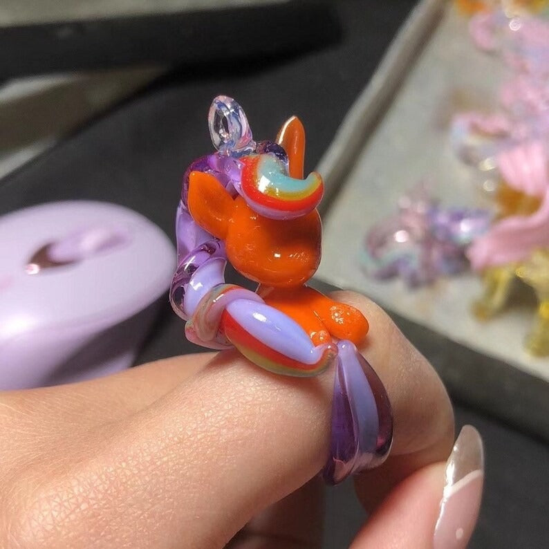 My Little Pony Sunset Shimmer Glass Ring – Handmade Unicorn Statement Jewelry