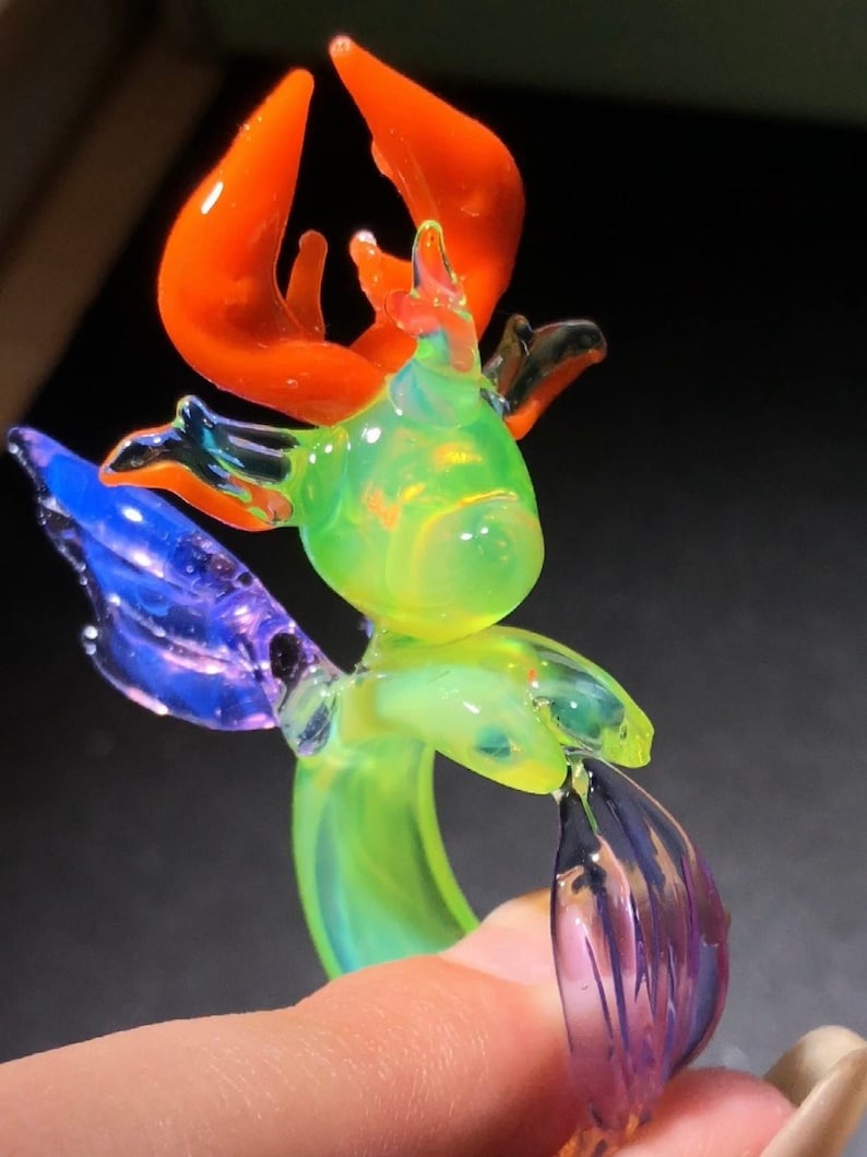 Emberwing Spirit Ring – Handmade Fantasy Glass Flame Fairy Statement Jewelry