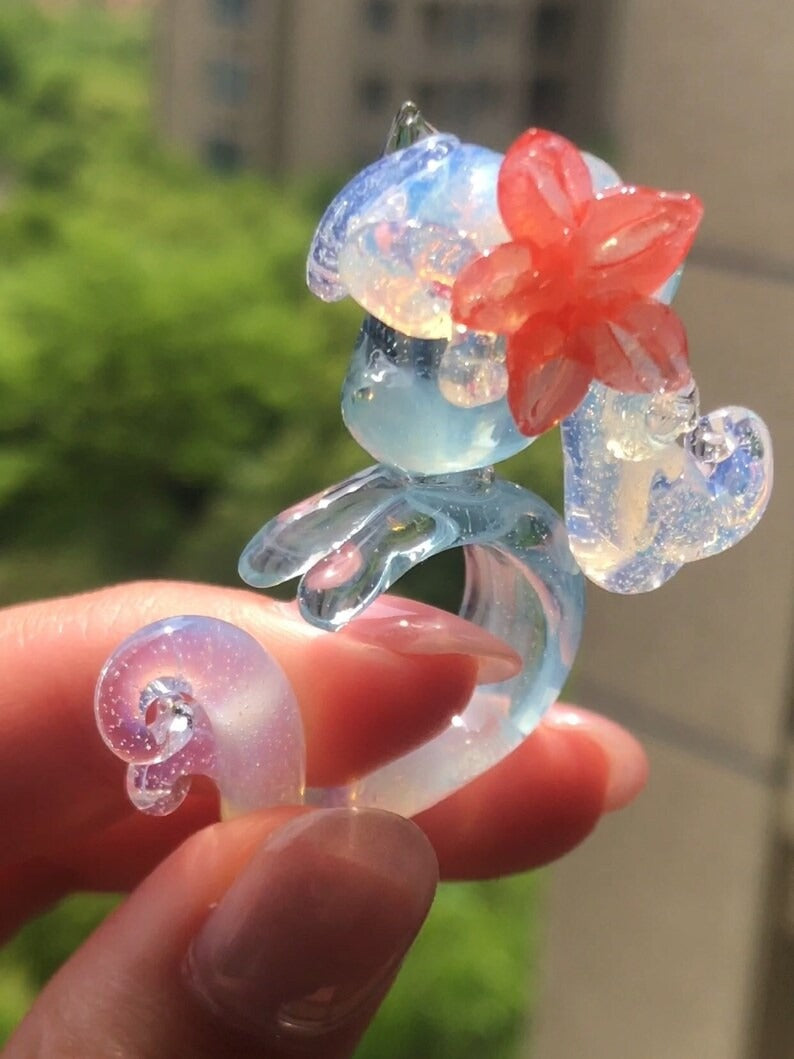 Frost Blossom Unicorn Glass Ring – Handmade Fantasy Fairy Statement Jewelry
